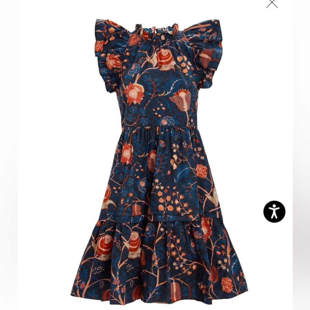 ULLA JOHNSON Eden Floral Poplin Mini Dress SZ 2